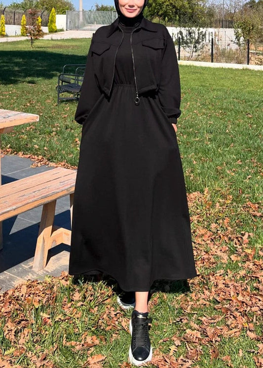 Urban Utility Fleece Two-Piece Dress & Zip Jacket Set