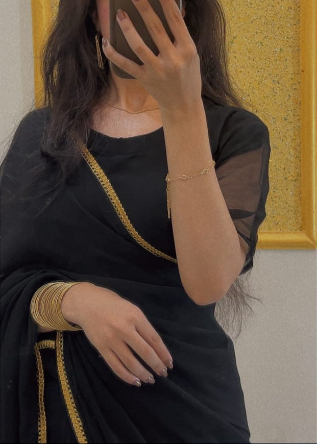 Husn-e-Chiffon Saree Black Lace Edition