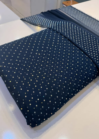 Diamond Stone Stitch Chiffon Suit