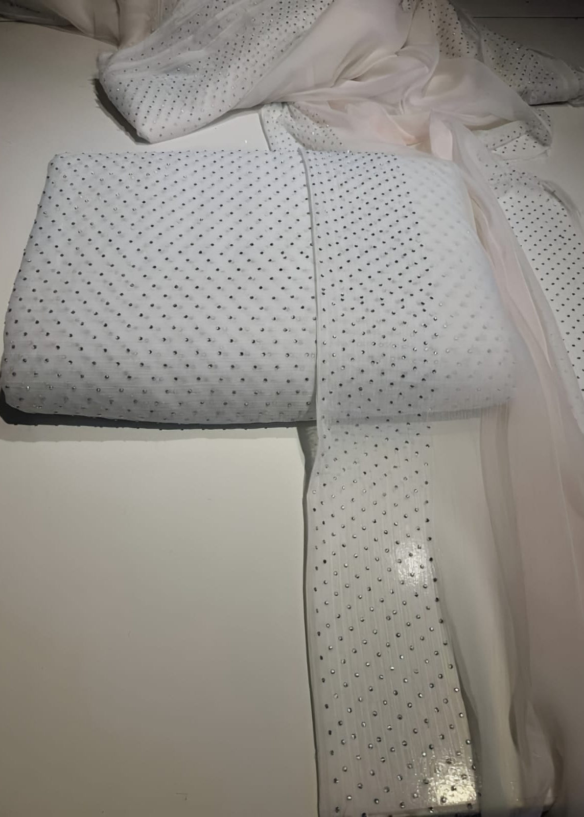 Diamond Stone Stitch Chiffon Suit