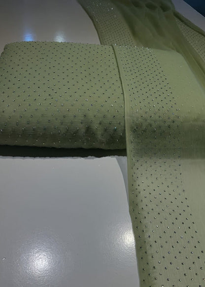 Diamond Stone Stitch Chiffon Suit