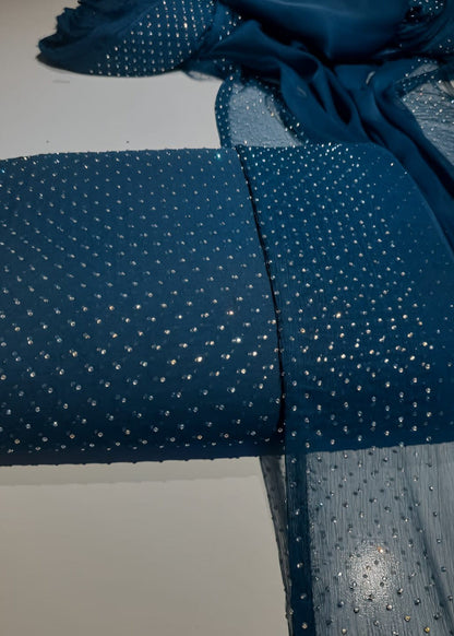 Diamond Stone Stitch Chiffon Suit