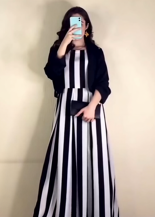 Savanna Chic Zebra Print Frock & Soft Cotton Coati 2Piece Set