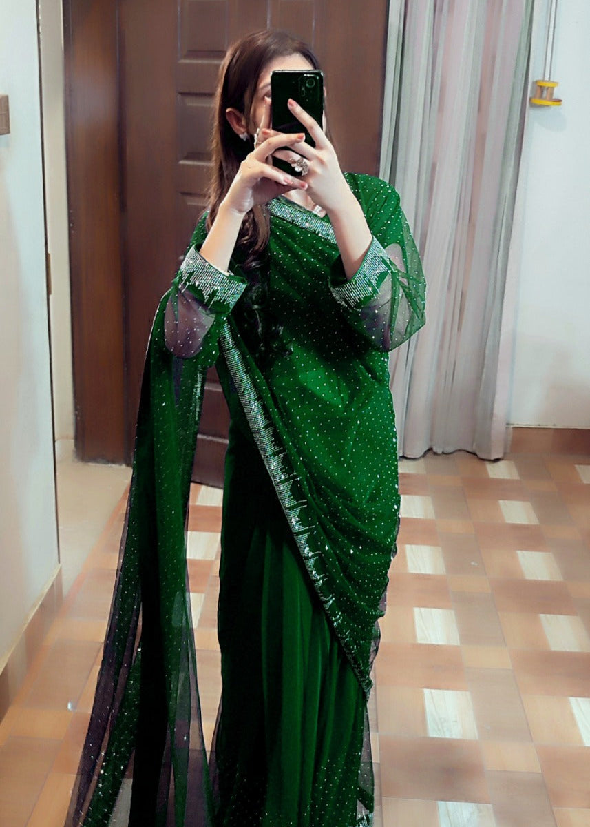 Starry Net  Rhinestone Saree