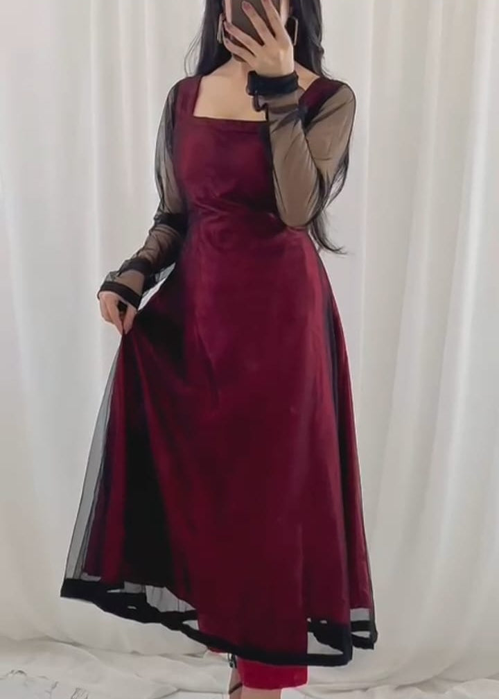 Midnight Allure 2-Piece Net and Silk Suit