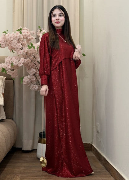 Midnight Shimmer 2 Piece Glitter Cape & Maxi Set